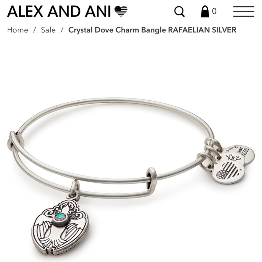 Alex and Ani Crystal Dove Charm Bangle NWT
